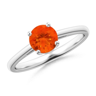 6mm AAA Classic Prong-Set Round Fire Opal Solitaire Ring in White Gold