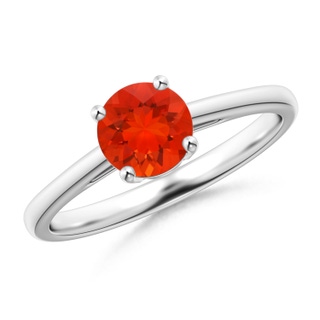 6mm AAAA Classic Prong-Set Round Fire Opal Solitaire Ring in P950 Platinum