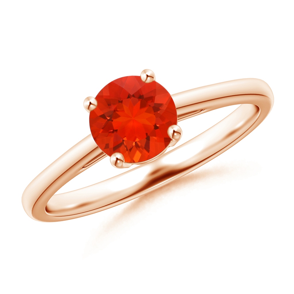 6mm AAAA Classic Prong-Set Round Fire Opal Solitaire Ring in Rose Gold