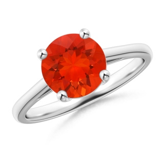 8mm AAAA Classic Prong-Set Round Fire Opal Solitaire Ring in P950 Platinum