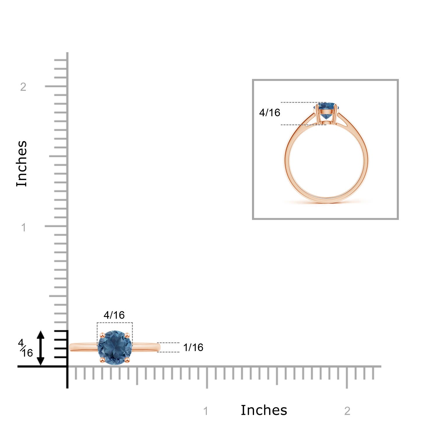 A - London Blue Topaz / 0.95 CT / 14 KT Rose Gold