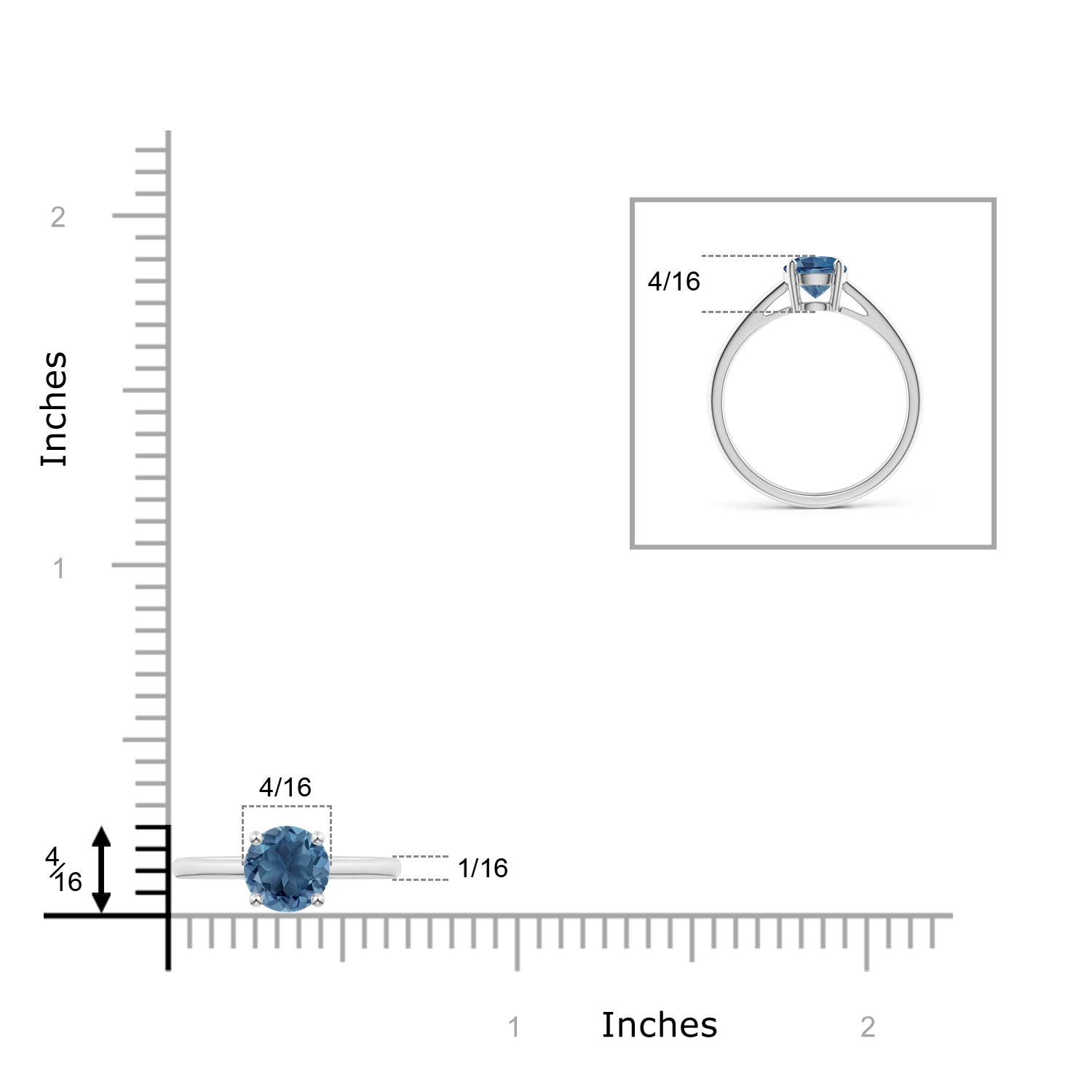 A - London Blue Topaz / 0.95 CT / 14 KT White Gold