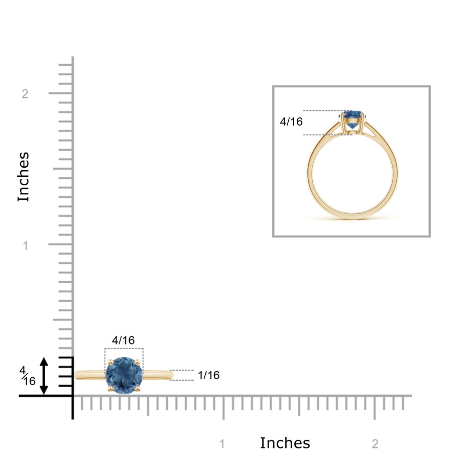 6mm A Classic Prong-Set Round London Blue Topaz Solitaire Ring in Yellow Gold product image