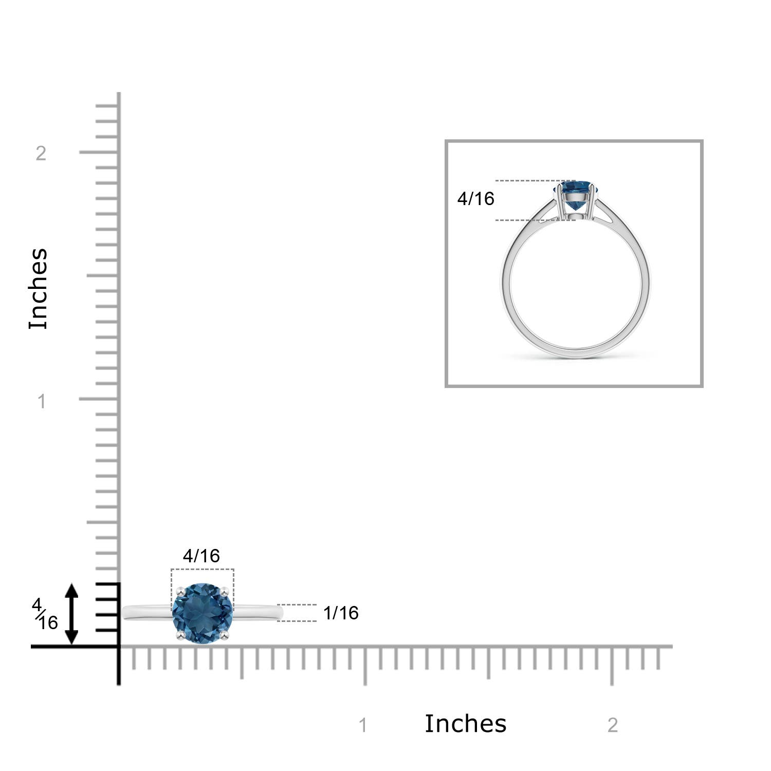 AA - London Blue Topaz / 0.95 CT / 14 KT White Gold