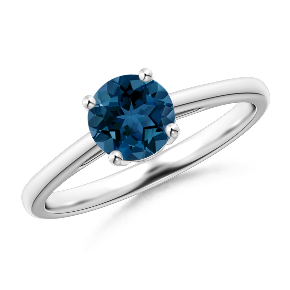 6mm AAA Classic Prong-Set Round London Blue Topaz Solitaire Ring in White Gold 