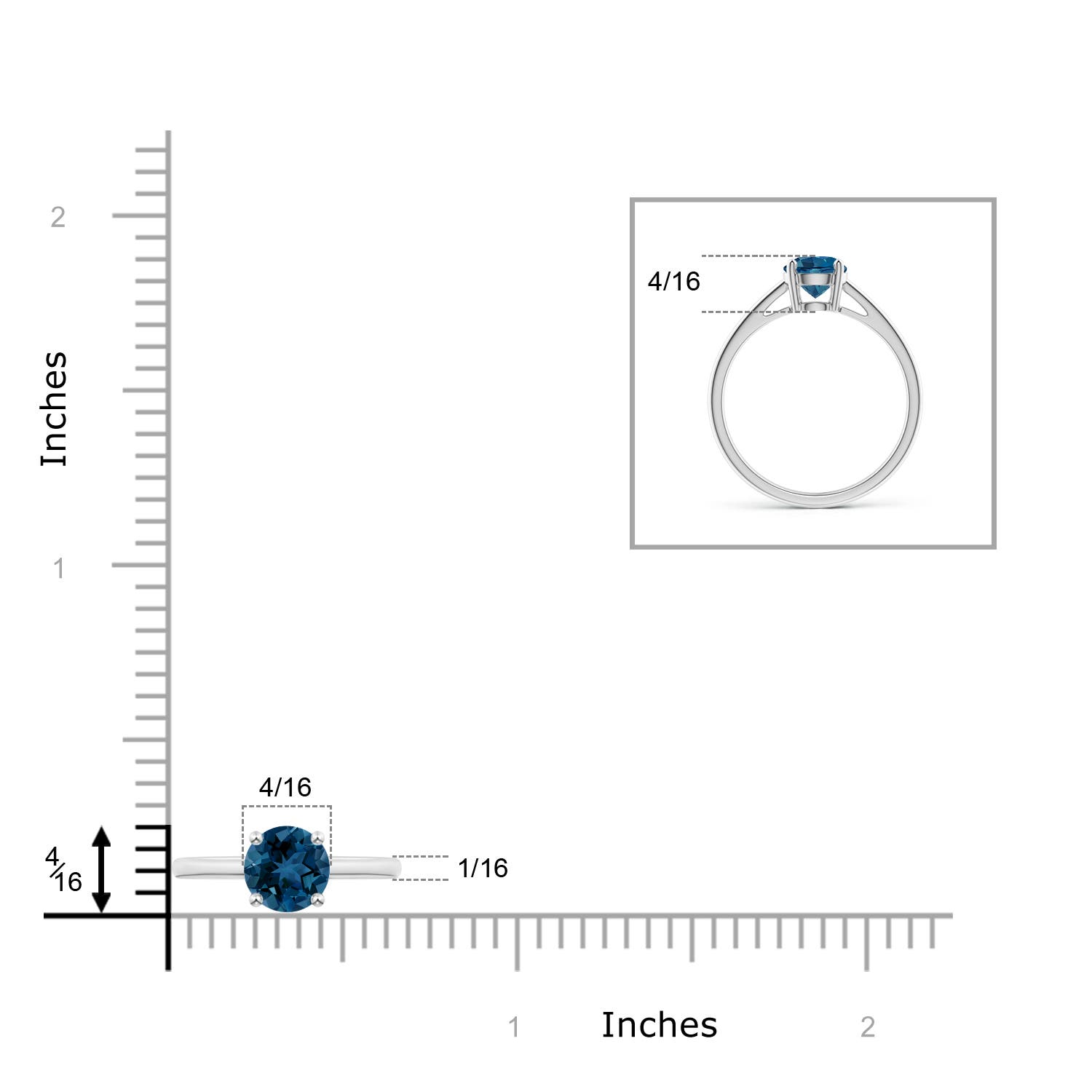 AAA - London Blue Topaz / 0.95 CT / 14 KT White Gold