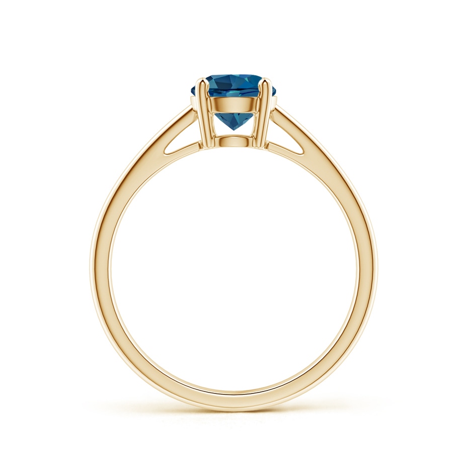 6mm AAA Classic Prong-Set Round London Blue Topaz Solitaire Ring in Yellow Gold product image