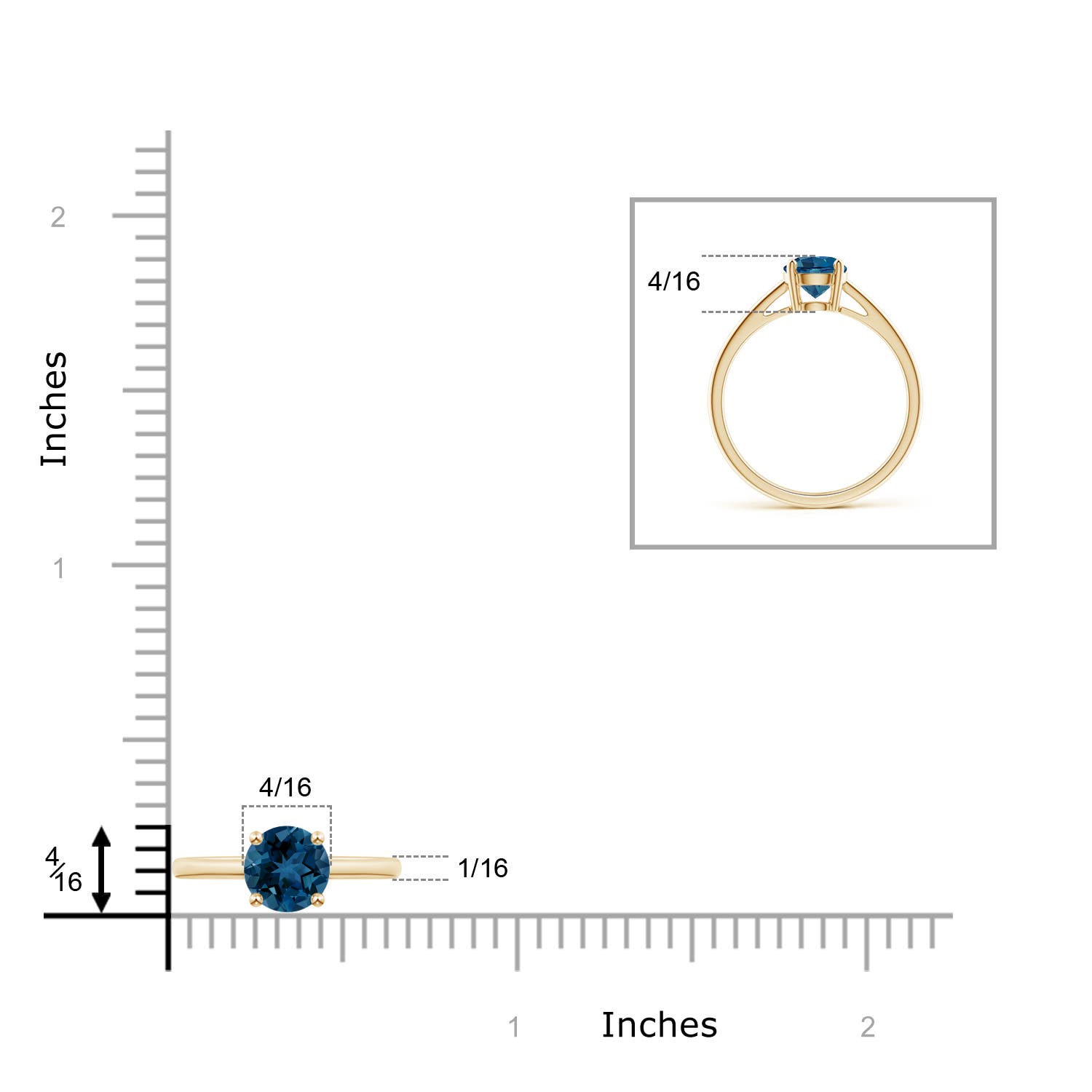 AAA - London Blue Topaz / 0.95 CT / 14 KT Yellow Gold