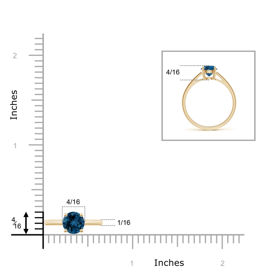 6mm AAA Classic Prong-Set Round London Blue Topaz Solitaire Ring in Yellow Gold product image