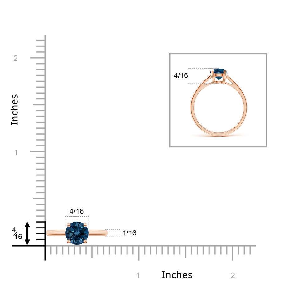 6mm AAAA Classic Prong-Set Round London Blue Topaz Solitaire Ring in Rose Gold product image