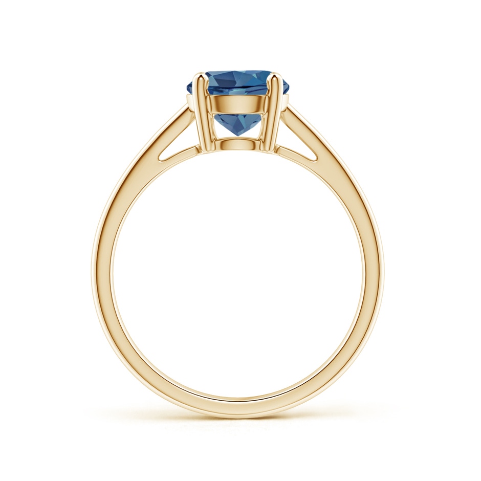 7mm A Classic Prong-Set Round London Blue Topaz Solitaire Ring in Yellow Gold product image
