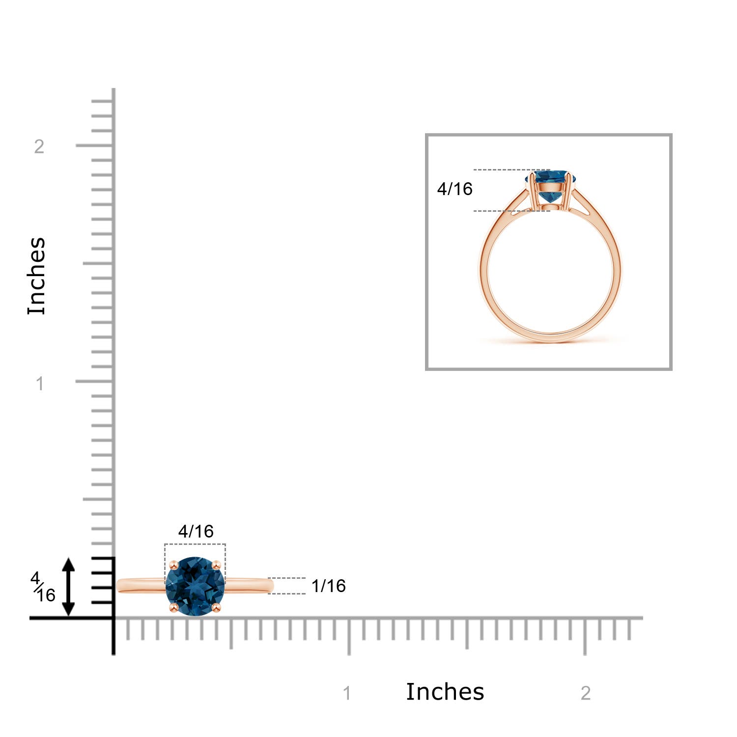 AAA - London Blue Topaz / 1.55 CT / 14 KT Rose Gold