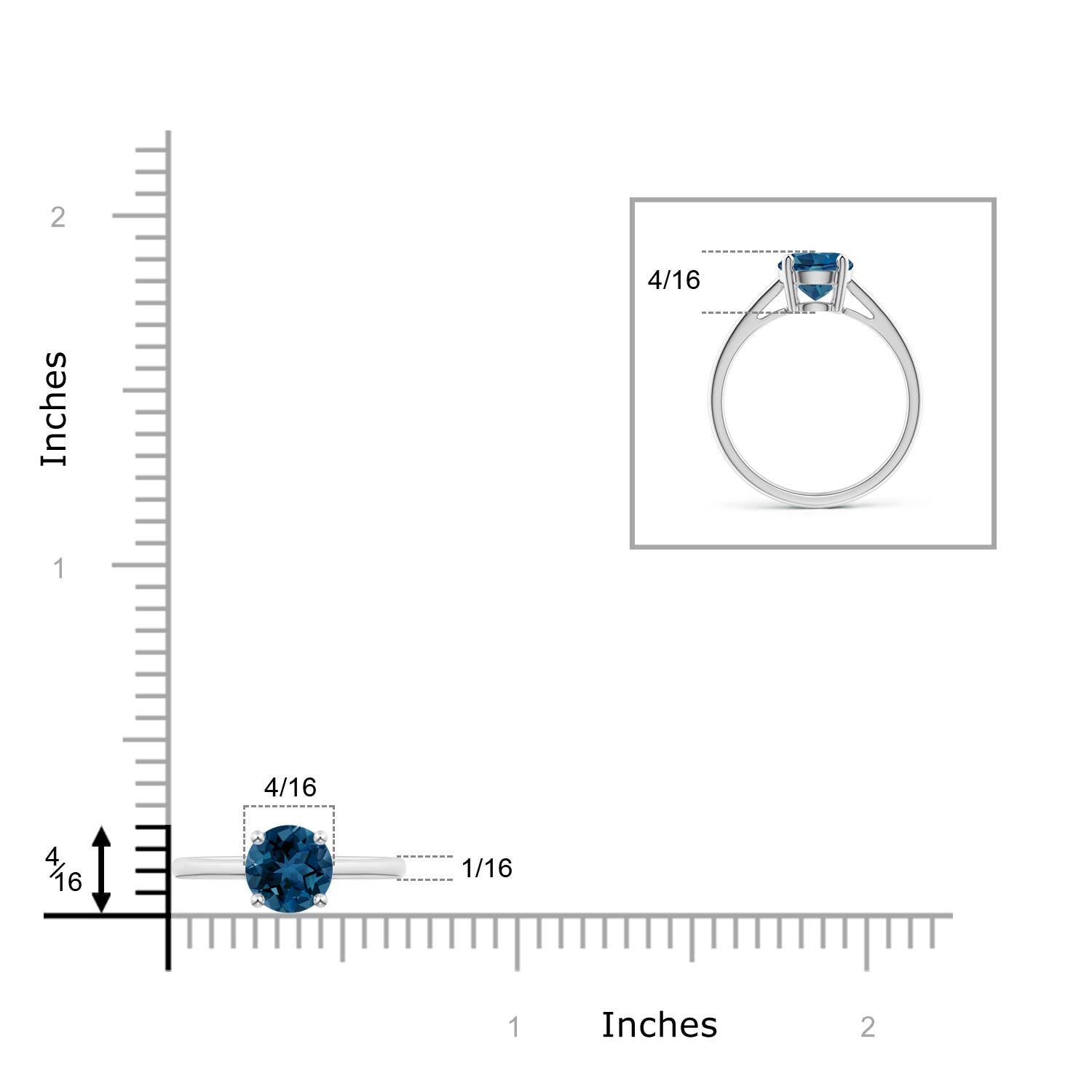 AAA - London Blue Topaz / 1.55 CT / 14 KT White Gold