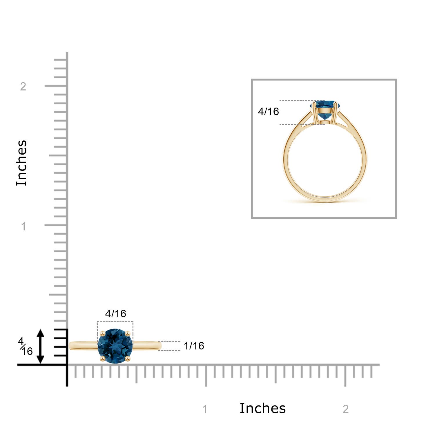 AAA - London Blue Topaz / 1.55 CT / 14 KT Yellow Gold