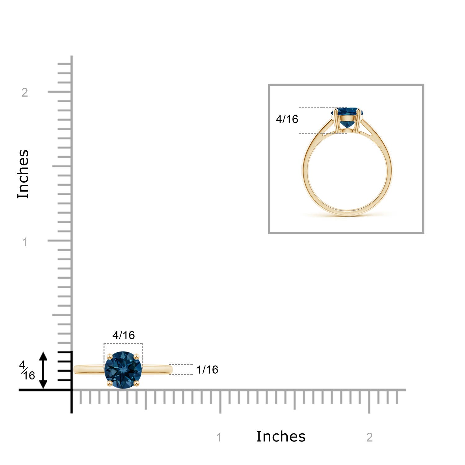 AAAA - London Blue Topaz / 1.55 CT / 14 KT Yellow Gold