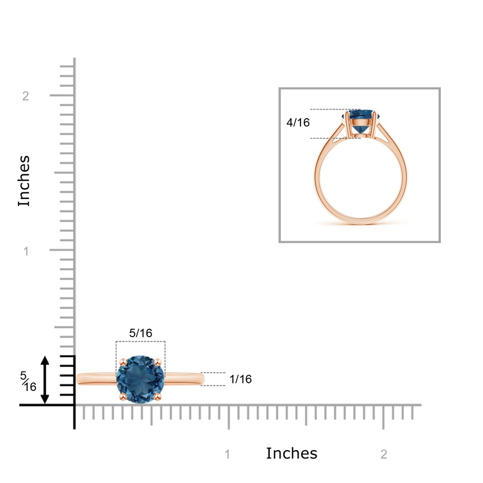 8mm AA Classic Prong-Set Round London Blue Topaz Solitaire Ring in Rose Gold product image