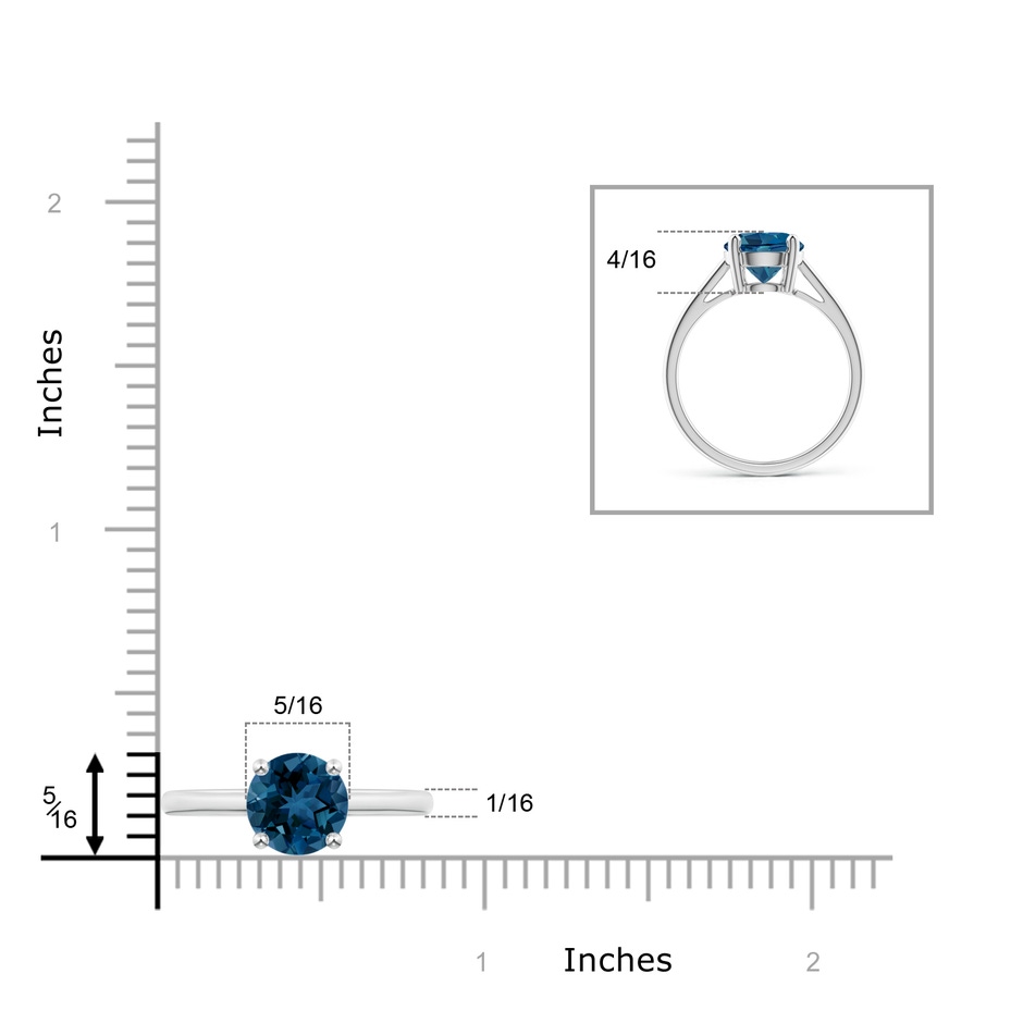 8mm AAA Classic Prong-Set Round London Blue Topaz Solitaire Ring in P950 Platinum product image