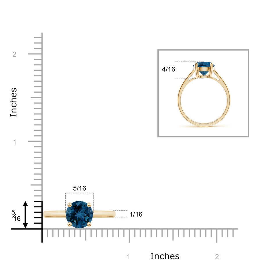 8mm AAA Classic Prong-Set Round London Blue Topaz Solitaire Ring in Yellow Gold product image