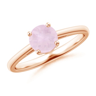 6mm A Classic Prong-Set Round Rose Quartz Solitaire Ring in Rose Gold