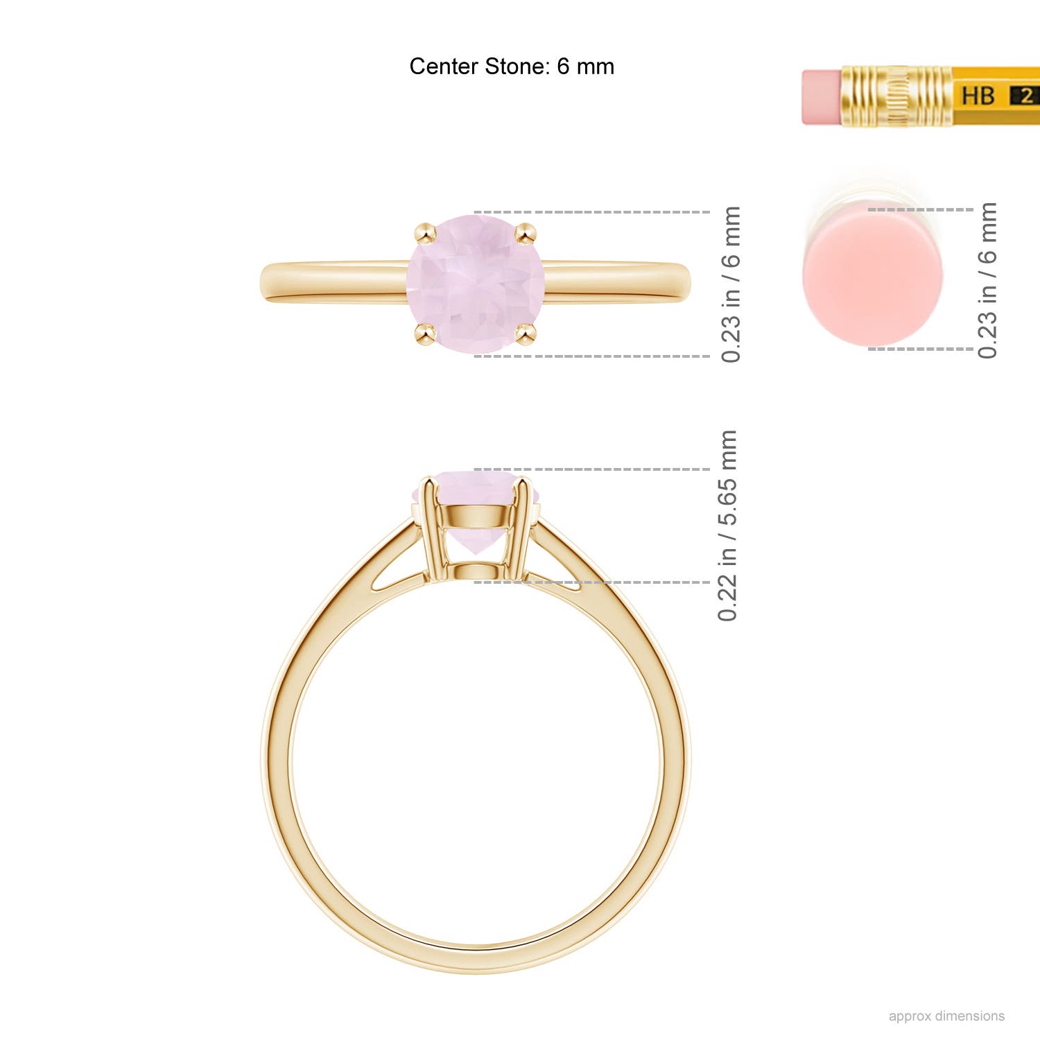 A - Rose Quartz / 0.85 CT / 14 KT Yellow Gold