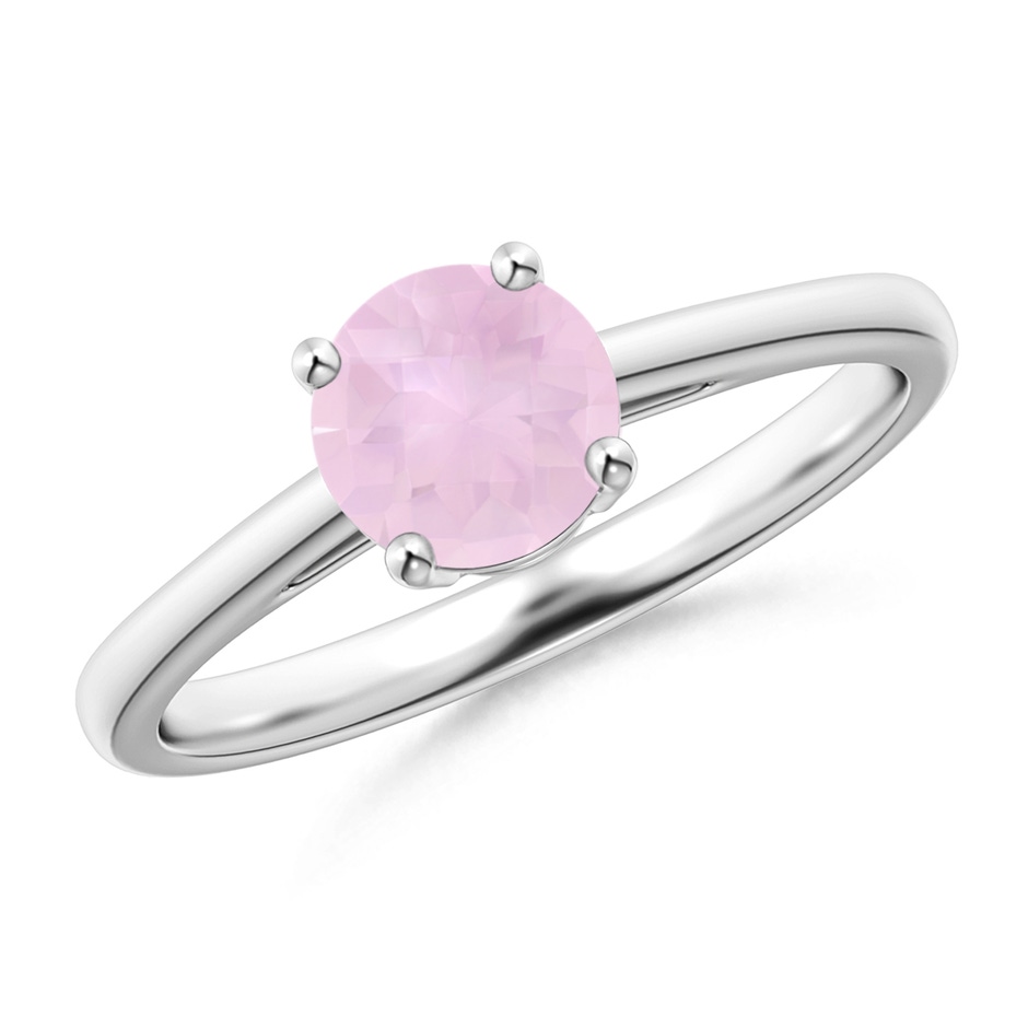 6mm AAA Classic Prong-Set Round Rose Quartz Solitaire Ring in White Gold 