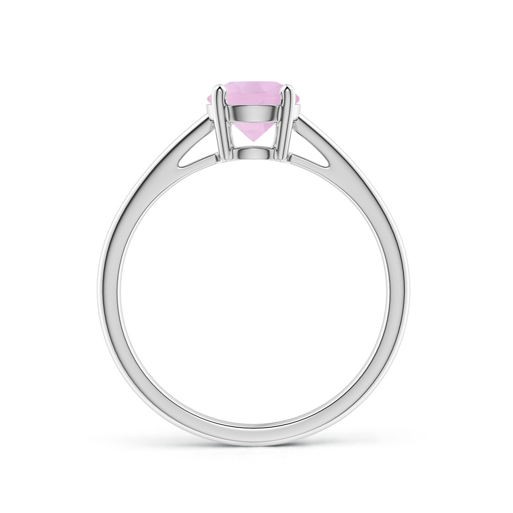 6mm AAAA Classic Prong-Set Round Rose Quartz Solitaire Ring in P950 Platinum Side-1