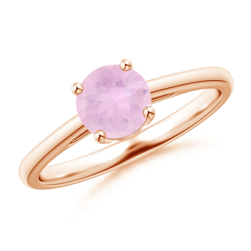 6mm AAAA Classic Prong-Set Round Rose Quartz Solitaire Ring in Rose Gold