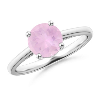 7mm AAAA Classic Prong-Set Round Rose Quartz Solitaire Ring in P950 Platinum