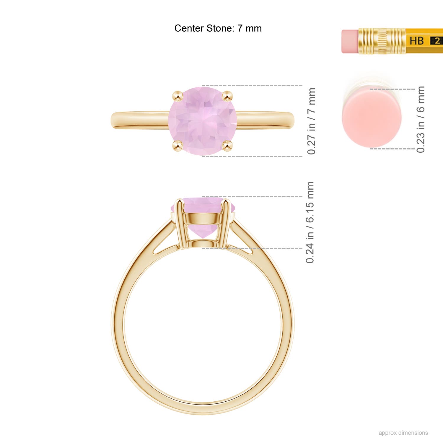 AAAA - Rose Quartz / 1.35 CT / 14 KT Yellow Gold