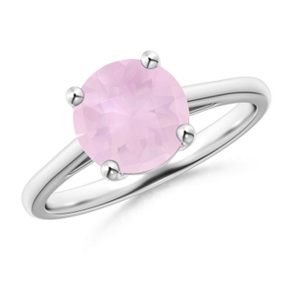 8mm AAA Classic Prong-Set Round Rose Quartz Solitaire Ring in White Gold