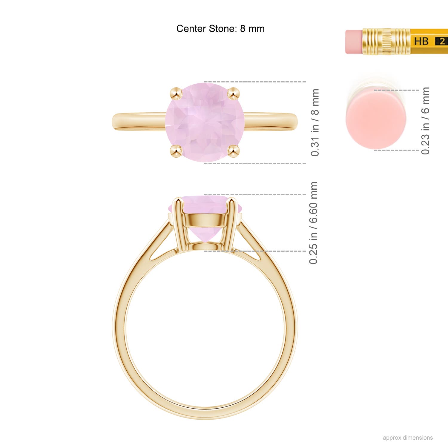 AAA - Rose Quartz / 1.7 CT / 14 KT Yellow Gold