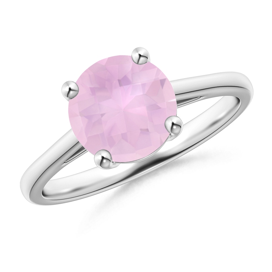 8mm AAAA Classic Prong-Set Round Rose Quartz Solitaire Ring in P950 Platinum 