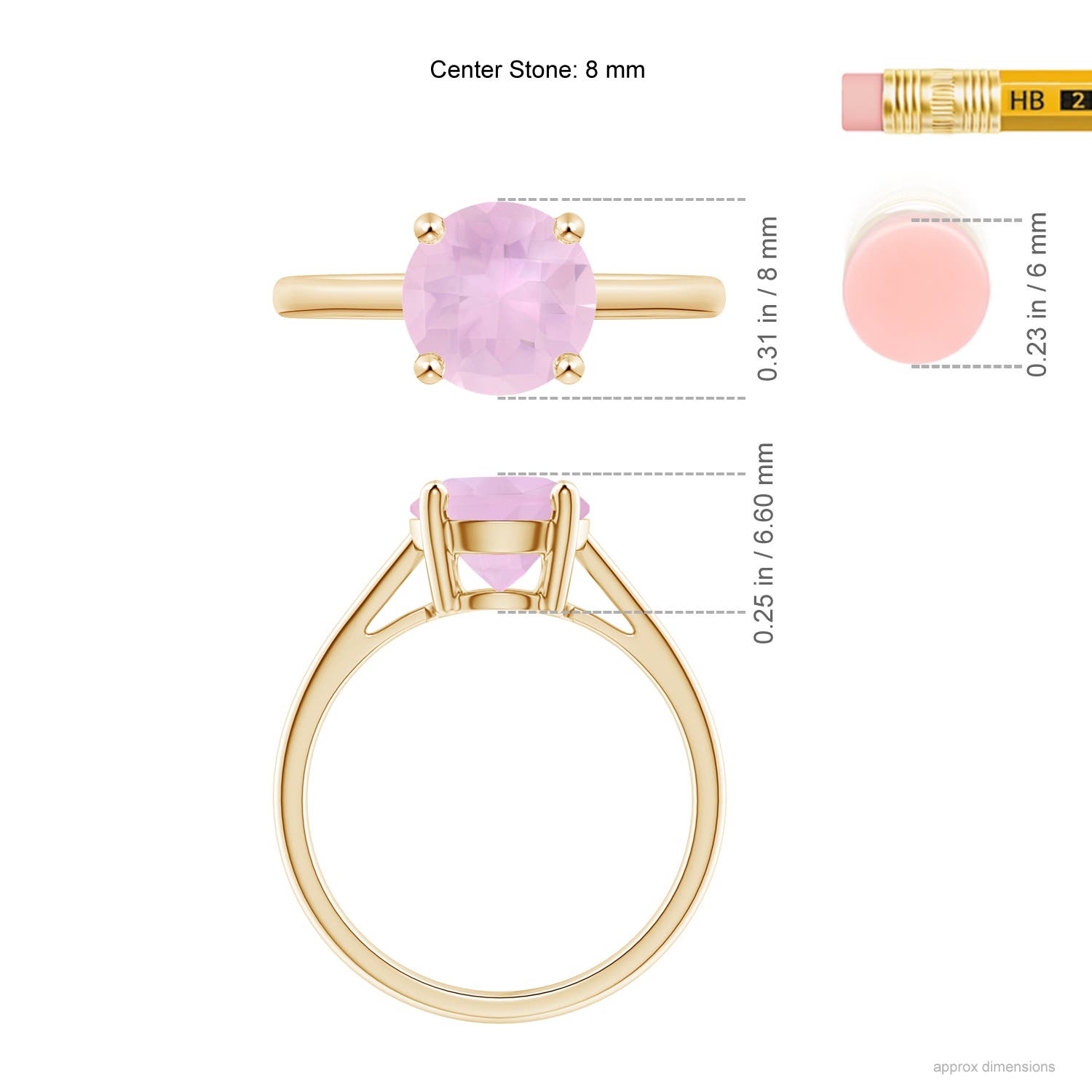 AAAA - Rose Quartz / 1.7 CT / 14 KT Yellow Gold