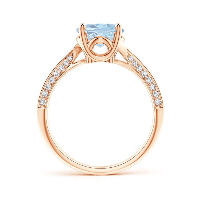 10x8mm A Oval Aquamarine Bypass Ring with Diamond Accents in Rose Gold side-1