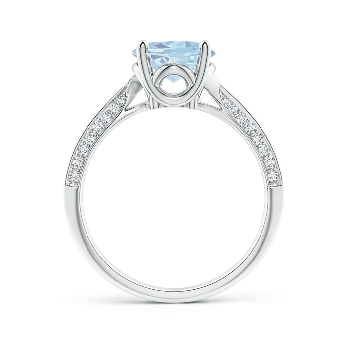 10x8mm A Oval Aquamarine Bypass Ring with Diamond Accents in White Gold side-1