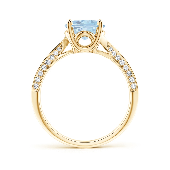 10x8mm A Oval Aquamarine Bypass Ring with Diamond Accents in Yellow Gold side-1