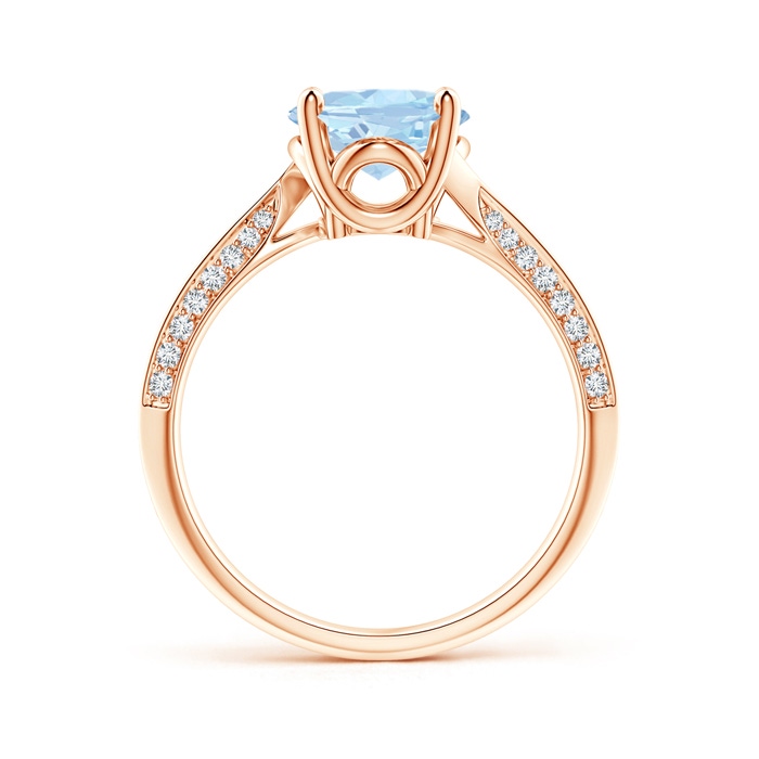 10x8mm AA Oval Aquamarine Bypass Ring with Diamond Accents in Rose Gold side-1