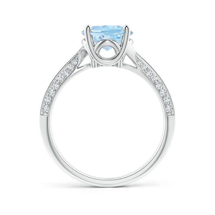10x8mm AAA Oval Aquamarine Bypass Ring with Diamond Accents in P950 Platinum