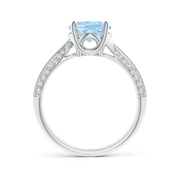 10x8mm AAA Oval Aquamarine Bypass Ring with Diamond Accents in White Gold side-1