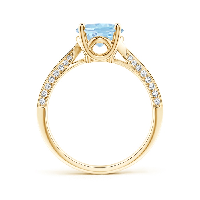 10x8mm AAA Oval Aquamarine Bypass Ring with Diamond Accents in Yellow Gold side-1