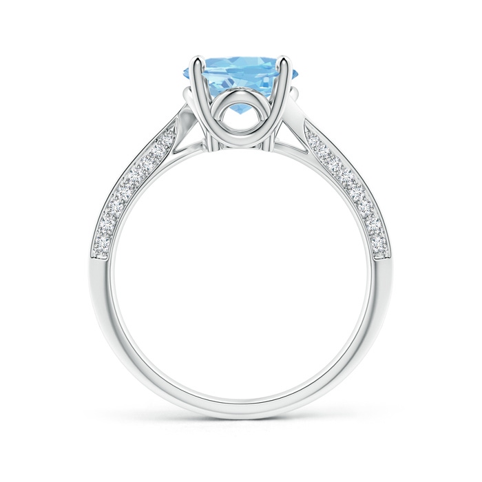 10x8mm AAAA Oval Aquamarine Bypass Ring with Diamond Accents in P950 Platinum side-1