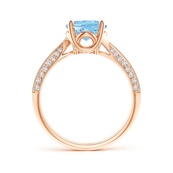 10x8mm AAAA Oval Aquamarine Bypass Ring with Diamond Accents in Rose Gold side-1