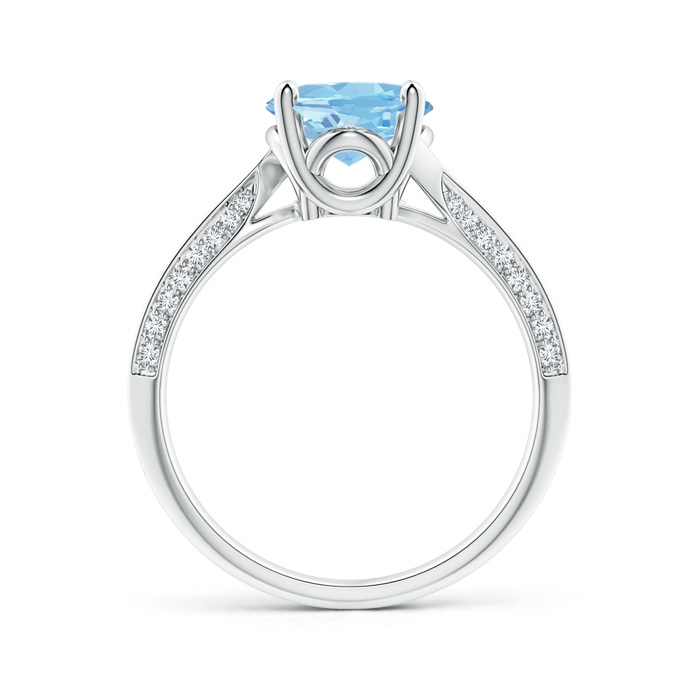 10x8mm AAAA Oval Aquamarine Bypass Ring with Diamond Accents in White Gold Side-1