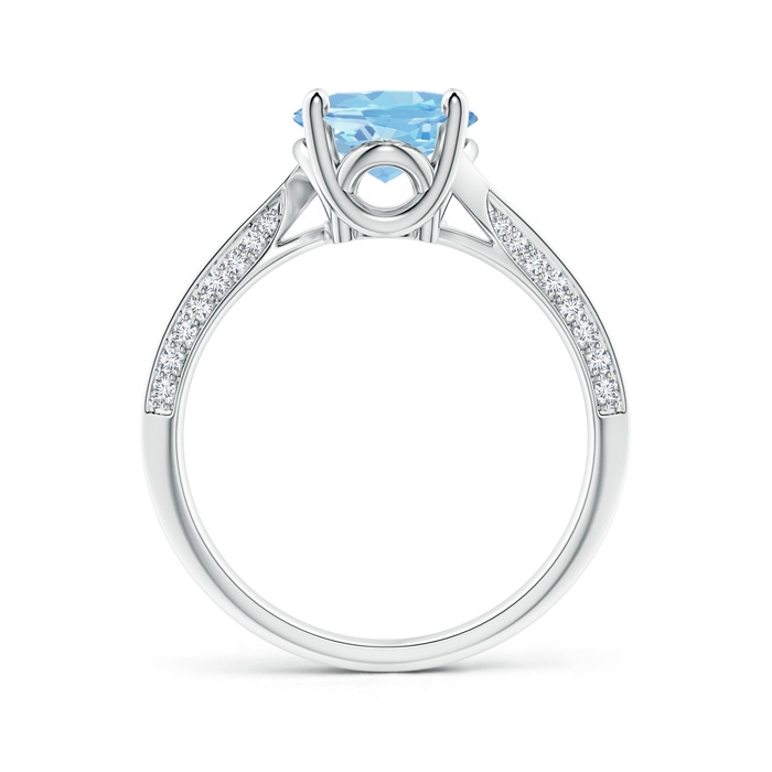 10x8mm AAAA Oval Aquamarine Bypass Ring with Diamond Accents in White Gold side-1