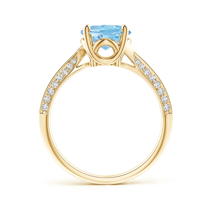 10x8mm AAAA Oval Aquamarine Bypass Ring with Diamond Accents in Yellow Gold side-1