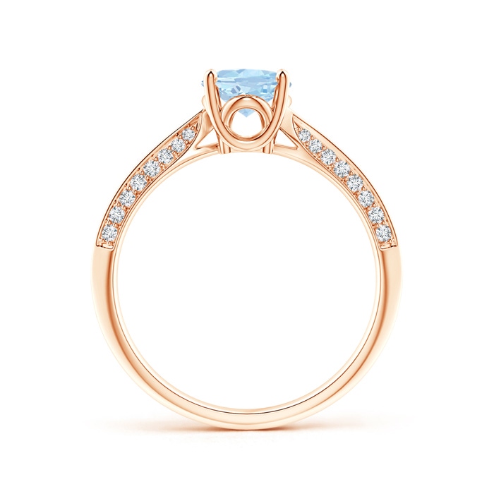 8x6mm AA Oval Aquamarine Bypass Ring with Diamond Accents in Rose Gold side-1