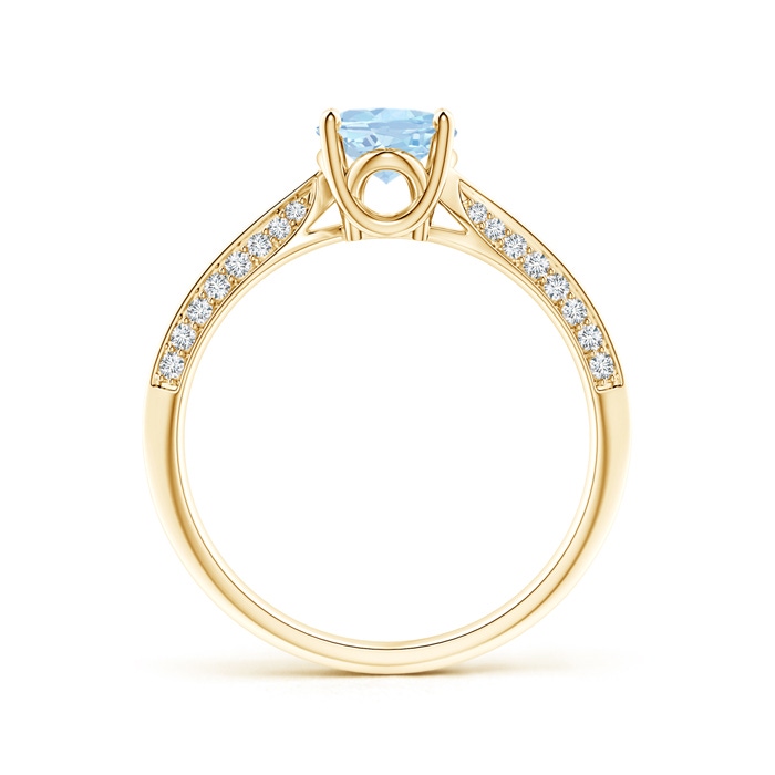 8x6mm AA Oval Aquamarine Bypass Ring with Diamond Accents in Yellow Gold side-1