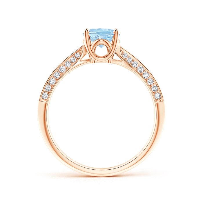 8x6mm AAA Oval Aquamarine Bypass Ring with Diamond Accents in Rose Gold side-1