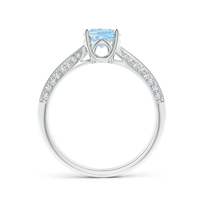 8x6mm AAA Oval Aquamarine Bypass Ring with Diamond Accents in White Gold side-1