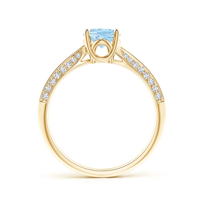8x6mm AAA Oval Aquamarine Bypass Ring with Diamond Accents in Yellow Gold side-1